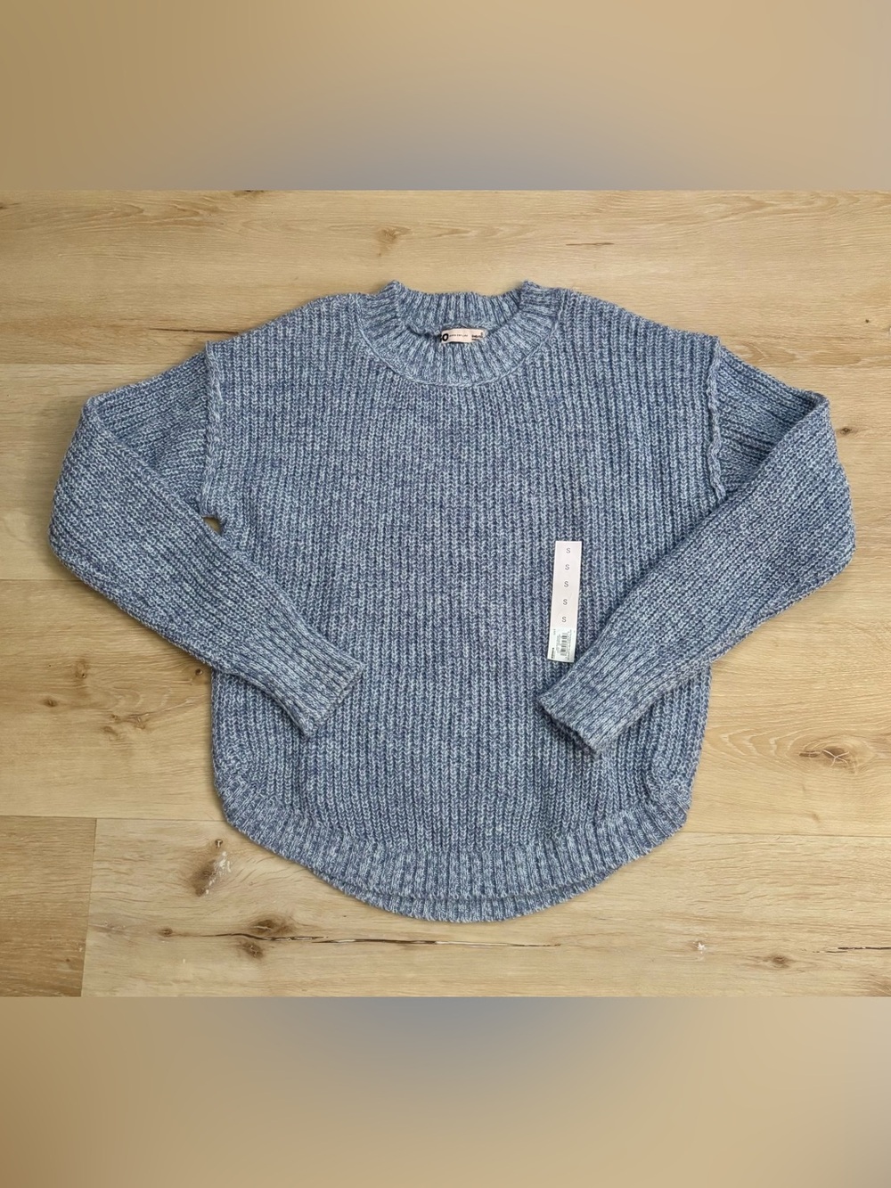 SO goods for life Cozy Ribbed Crewneck Sweater - Heathered Blue
